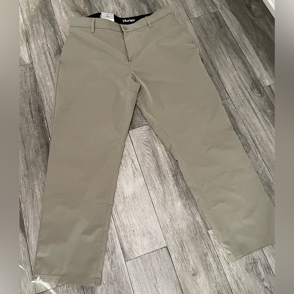 Hurley Jet Set Tech Men’s 40 Work Pants pale green Button zip close leg Pocket